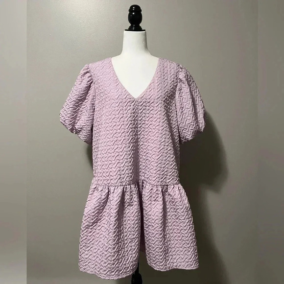 Hudson North Easy V neck Short Sleeve Short Dress Dark Orchid - Picture 6 of 15